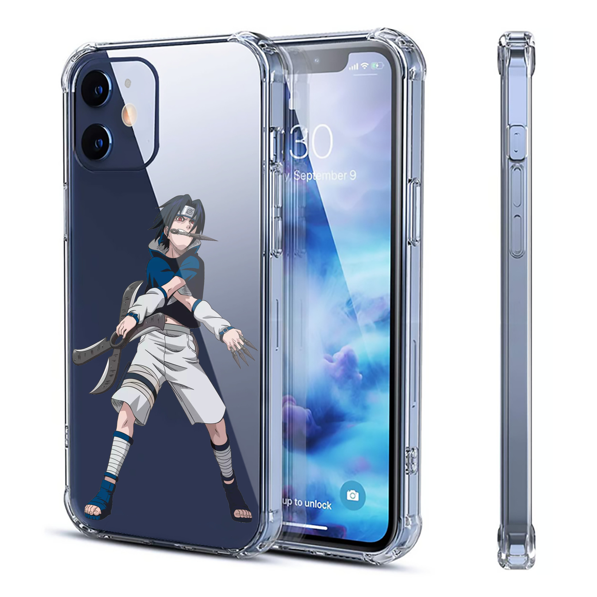 （画像用） NARUTO -ナルト- うちは サスケ Uchiha Sasuke 【iPhone 12シリーズ対応】透明スマホケース（クリアソフトケース）